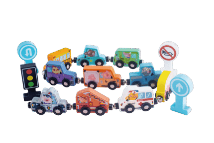 Trem de Carrinhos Magnéticos em Madeira - brinquedo infantil da Kinderland Brinquedos