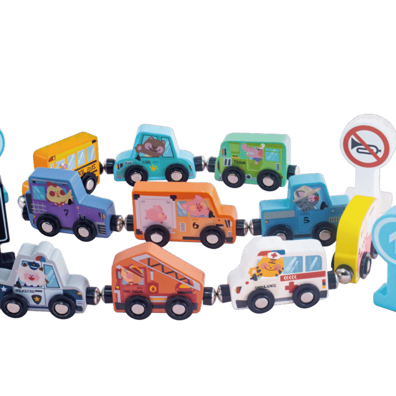 Trem de Carrinhos Magnéticos em Madeira - brinquedo infantil da Kinderland Brinquedos