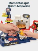 Pizza Shop Brinquedo Cozinha Infantil Menina Menino Kit Comida Brinquedo Educativo 3 Anos com Caixa Registradora Infantil de Madeira e Pizza de Brinquedo Completo Presente Criativo - brinquedo infantil da Kinderland Brinquedos