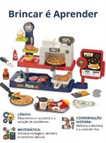 Pizza Shop Brinquedo Cozinha Infantil Menina Menino Kit Comida Brinquedo Educativo 3 Anos com Caixa Registradora Infantil de Madeira e Pizza de Brinquedo Completo Presente Criativo - brinquedo infantil da Kinderland Brinquedos