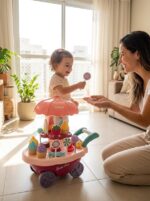 Brinquedo Educativo Carrinho de Sorvete Infantil Menina e Menino Sorveteria com Luz de LED e Som 30 Peças Montessori Presente Dia das Crianças Brinquedo Infantil Menina 3 Anos Rosa - brinquedo infantil da Kinderland Brinquedos