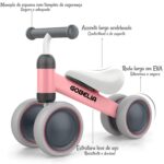 Bicicleta de Equilíbrio para Bebê 1 Ano Rosa | Presente Primeiro Aniversário Infantil | Brinquedo Educativo com Rodas Silenciosas para Menina 12-24 Meses - brinquedo infantil da Kinderland Brinquedos