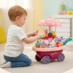Brinquedo Educativo Carrinho de Sorvete Infantil Menina e Menino Sorveteria com Luz de LED e Som 30 Peças Montessori Presente Dia das Crianças Brinquedo Infantil Menina 3 Anos Rosa - brinquedo infantil da Kinderland Brinquedos