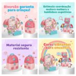 Maleta 4 em 1 Infantil Rosa Mochila Escolar Brinquedo Menina de Maquiagem Cozinha e Casinha de Boneca Presente Educativo 3 a 7 Anos Kit Completo com Acessórios - brinquedo infantil da Kinderland Brinquedos