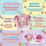 Brinquedo Educativo Mochila Infantil 4 em 1 Casinha de Boneca e Kit Maquiagem Penteadeira Menina com Som e Luz Brinquedos Educativos 3 Anos Montessori Presente Rosa Educacional - brinquedo infantil da Kinderland Brinquedos