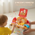 Brinquedo Educativo Mochila Infantil 2 em 1 Casa de Boneca e Restaurante Menina e Menino Kit Cozinha Montessori Som e Luz Presente Dia das Crianças Brinquedos Educativos 3 Anos - brinquedo infantil da Kinderland Brinquedos