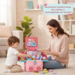 Maleta 4 em 1 Infantil Rosa Mochila Escolar Brinquedo Menina de Maquiagem Cozinha e Casinha de Boneca Presente Educativo 3 a 7 Anos Kit Completo com Acessórios - brinquedo infantil da Kinderland Brinquedos