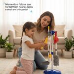 Kit Limpeza Infantil Brinquedo Educativo Montessori 9 Peças Vassoura e Mop Kit Menina e Menino Educacional Azul Brinquedo Infantil para 2 Anos Presente Dia das Crianças - brinquedo infantil da Kinderland Brinquedos
