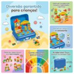 Maleta de Blocos de Montar Infantil Mala com Rodinhas Brinquedo Educativo Montessori 3 Anos Presente Menino e Menina Compatível Lego 64 Peças Azul - brinquedo infantil da Kinderland Brinquedos