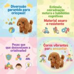 Cachorrinho Interativo de Pelúcia – Brinquedo com Som e Movimento a Pilha, Cachorro que Anda e Late, Presente Menina e Menino, Pet com Embalagem Estilo Casinha de Papelão - brinquedo infantil da Kinderland Brinquedos