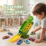 Pista de Lançamento Tubarão com Carrinho – Brinquedo de Aventura Dobrável 2 em 1, Pista Portátil com Lançador, Presente Menina e Menino 3 a 7 Anos, Estilo Maleta com Pista Integrada - brinquedo infantil da Kinderland Brinquedos