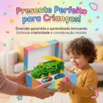 Carrinho Dinossauro Brinquedo Caminhão Transportador e Pista de Corrida Menino e Menina Presente Brinquedos Educativos 3 Anos ou Mais Triceratops com Mini Carrinhos Dia das Crianças - brinquedo infantil da Kinderland Brinquedos