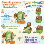 Brinquedo Educativo Supermercado e Casa 4 em 1 Mochila Infantil Montessori Menina e Menino Kit Cozinha com Som e Luz Comidinha Boneca Presente Dia das Crianças Verde - brinquedo infantil da Kinderland Brinquedos