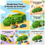 Carrinho Dinossauro Brinquedo Caminhão Transportador e Pista de Corrida Menino e Menina Presente Brinquedos Educativos 3 Anos ou Mais Triceratops com Mini Carrinhos Dia das Crianças - brinquedo infantil da Kinderland Brinquedos