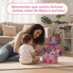 Brinquedo Educativo Mochila Infantil 4 em 1 Casinha de Boneca e Kit Maquiagem Penteadeira Menina com Som e Luz Brinquedos Educativos 3 Anos Montessori Presente Rosa Educacional - brinquedo infantil da Kinderland Brinquedos