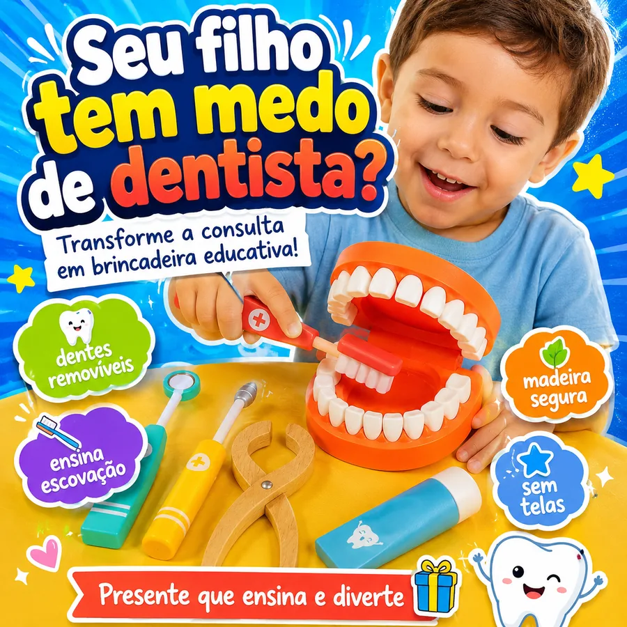 kit dentista de madeira - melhor jogo de profissão
