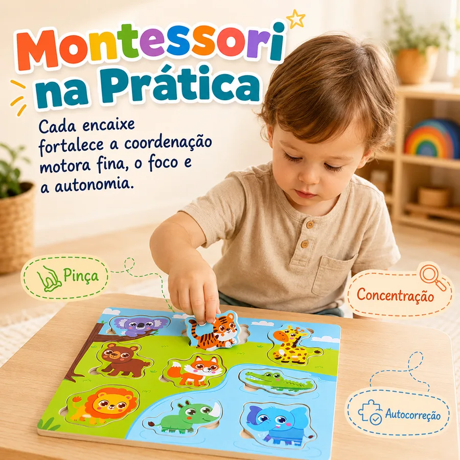 quebra-cabeça de animais em madeira - melhor primeiro puzzle