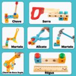 Kit Maleta de Ferramentas de Madeira Montessori Infantil - brinquedo infantil Kinderland Toys