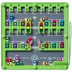 Labirinto Magnético de Madeira Brinquedo Educativo Alfabeto Carrinho Estacionamento Montessori - brinquedo infantil Kinderland Toys