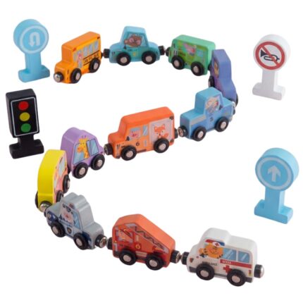 Trem de Madeira Magnético Educativo 12 Peças com Carrinhos e - brinquedo infantil Kinderland Toys