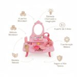 Penteadeira Infantil de Madeira Rosa com Kit Maquiagem Brinquedo Educativo - brinquedo infantil Kinderland Toys