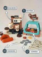 Brinquedos Educativos Cafeteira Infantil e Caixa Registradora Kit Cozinha Menina - brinquedo infantil Kinderland Toys