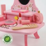 Penteadeira Infantil de Madeira Rosa com Kit Maquiagem Brinquedo Educativo - brinquedo infantil Kinderland Toys