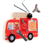 Caminhão de Bombeiro de Madeira Montessori Brinquedo Educativo 1 2 - brinquedo infantil Kinderland Toys