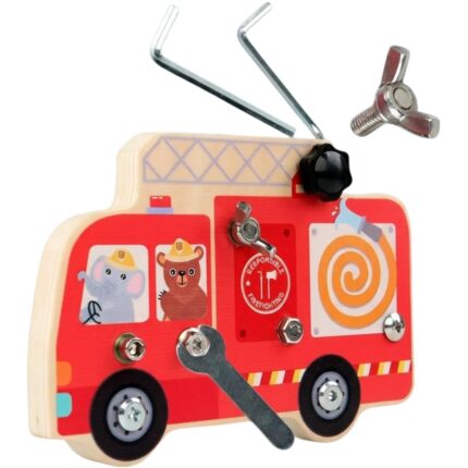 Caminhão de Bombeiro de Madeira Montessori Brinquedo Educativo 1 2 - brinquedo infantil Kinderland Toys