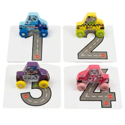 Brinquedo de Madeira Educativo Carrinhos Jumbo Empilháveis e Flashcards de - brinquedo infantil Kinderland Toys