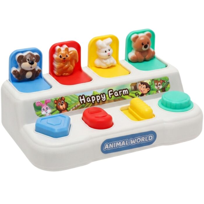 Brinquedo Educativo 1 Ano Bebe Montessori Pop-up Menino Menina Coordenação Motora Animal World Presente Dia das Crianças Causa e Efeito Quebra Cabeça Infantil Primeiros Passos