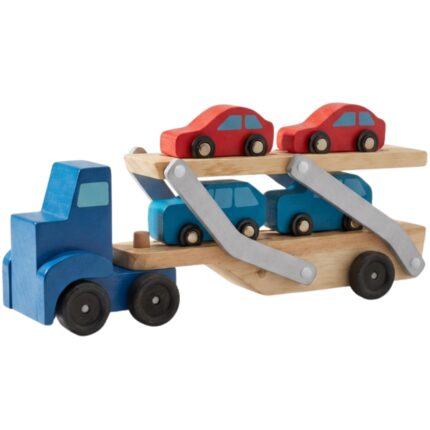 Caminhão Cegonha de Madeira com 4 Carrinhos Brinquedo Educativo Montessori - brinquedo infantil Kinderland Toys
