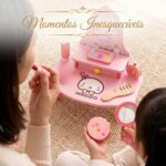 Penteadeira Infantil de Madeira Rosa com Kit Maquiagem Brinquedo Educativo - brinquedo infantil Kinderland Toys