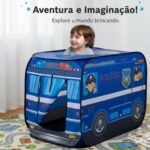 Barraca Infantil Cabana Casinha de Polícia Azul Portátil Pop-up - brinquedo infantil Kinderland Toys