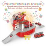 Maleta Estação de Bombeiro com Pista de Carrinho e Helicóptero - brinquedo infantil Kinderland Toys