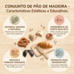 Brinquedo de Madeira Educativo Kit Comidinha Montessori Quebra Cabeça Infantil - brinquedo infantil Kinderland Toys