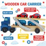 Caminhão Cegonha de Madeira com 4 Carrinhos Brinquedo Educativo Montessori - brinquedo infantil Kinderland Toys