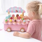 Carrinho de Sorvete de Madeira de Puxar Brinquedo Educativo Montessori - brinquedo infantil Kinderland Toys