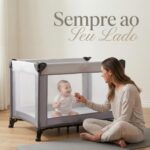 Cercadinho para Bebê Portátil Dobrável Cinza com Tela Respirável e - brinquedo infantil Kinderland Toys