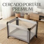 Cercadinho para Bebê Portátil Dobrável Cinza com Tela Respirável e - brinquedo infantil Kinderland Toys