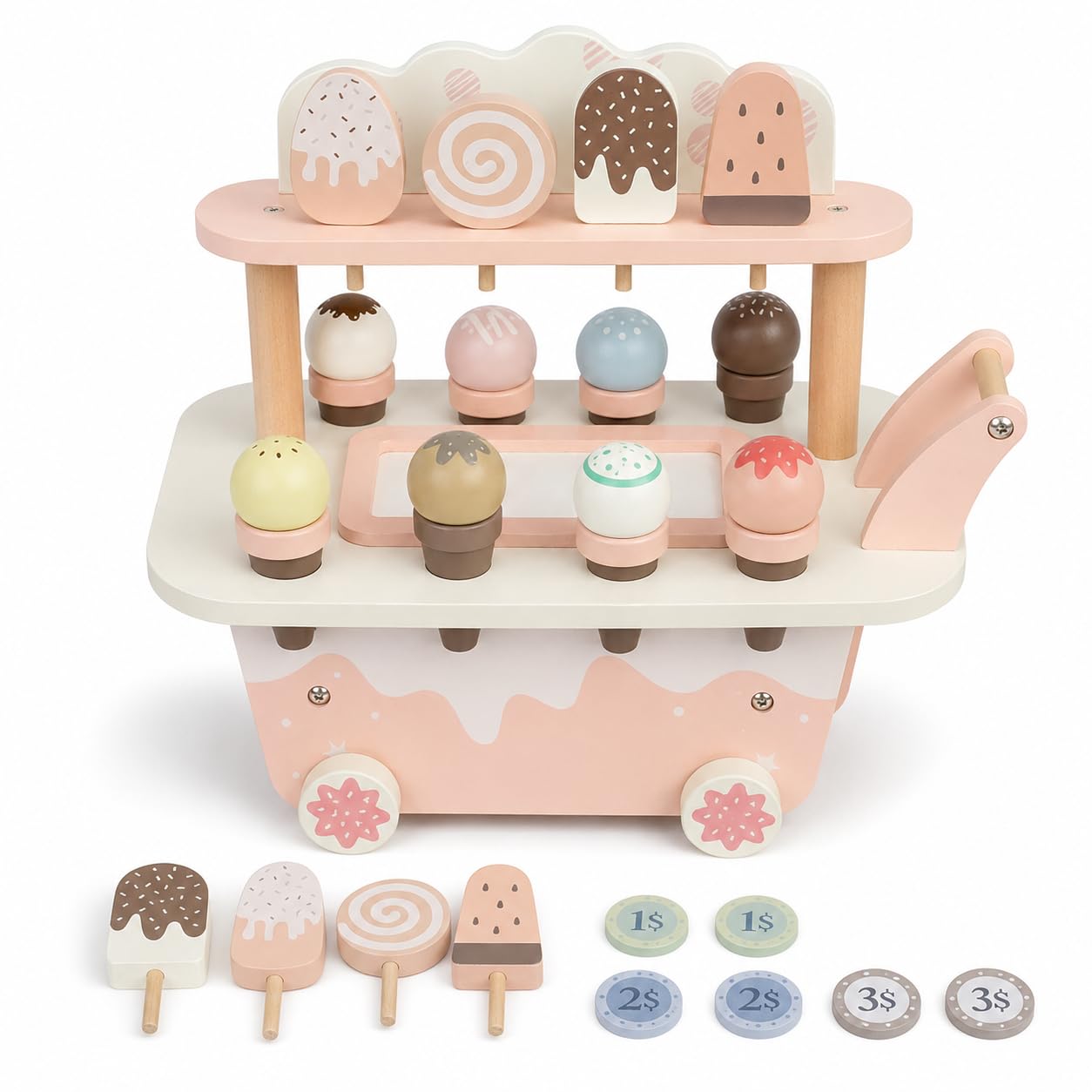 Kinderland Toys Carrinho de Sorvete de Madeira 36 Peças Educativo Infantil - brinquedo infantil da Kinderland Brinquedos
