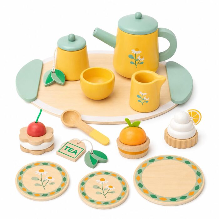 Brinquedos Educativos Cafeteira Infantil e Caixa Registradora Kit Cozinha Menina e Menino Brinquedo Montessori Presente Dia das Crianças Educacional Comidinha de Madeira de Plástico Azul