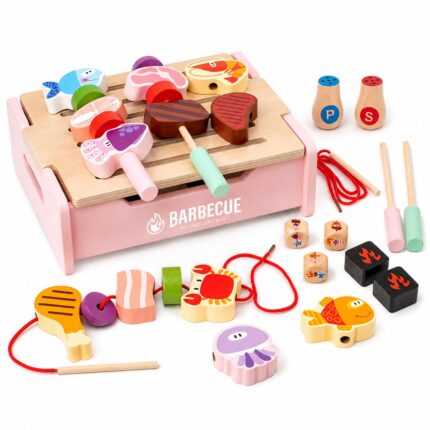Kinderland Toys Churrasqueira Infantil Rosa de Madeira Brinquedo Educativo - brinquedo infantil da Kinderland Brinquedos