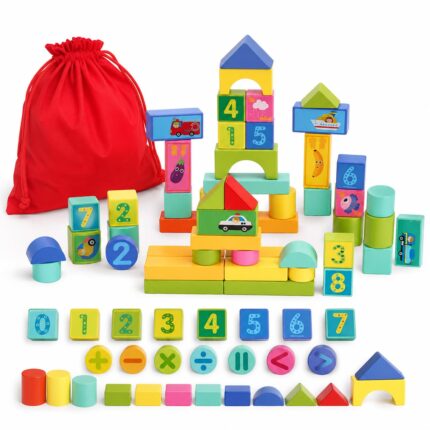 Kinderland Toys Blocos de Montar Madeira 50 Peças Brinquedo Educativo - brinquedo infantil da Kinderland Brinquedos