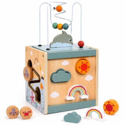 Kinderland Toys Cubo de Atividades Oceano de Madeira Brinquedo Educativo - brinquedo infantil da Kinderland Brinquedos