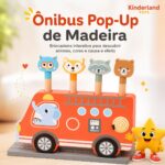Ônibus Pop-Up de Madeira com 4 Animais Educativo Infantil - brinquedo infantil Kinderland Toys