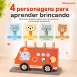 Ônibus Pop-Up de Madeira com 4 Animais Educativo Infantil - brinquedo infantil Kinderland Toys