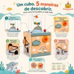 Cubo de Atividades Oceano de Madeira Brinquedo Educativo - brinquedo infantil Kinderland Toys