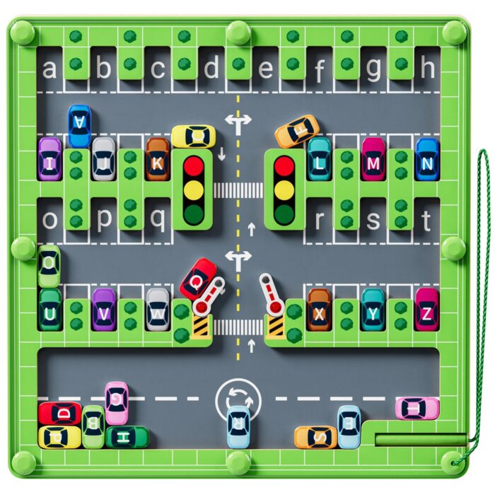 Labirinto Magnético de Madeira Brinquedo Educativo Alfabeto Carrinho Estacionamento Montessori Menino Menina 3 Anos Quebra Cabeça Infantil Presente Didático Pista Coordenação Motora